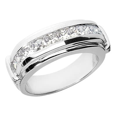 Mens 14KT White Gold Platinum Wedding Band MR134-3