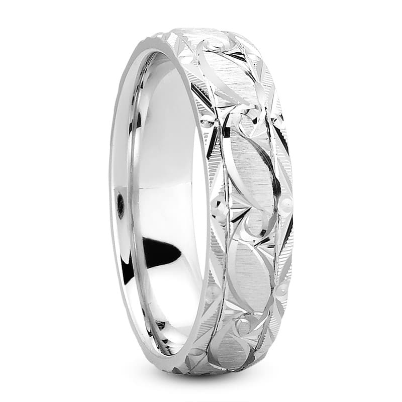 Mens 14KT White Gold Platinum Traditional Wedding Band M1066