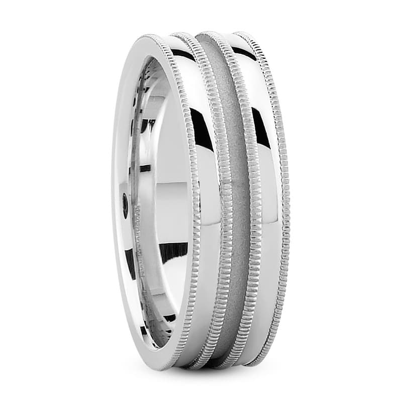 Mens 14KT White Gold Platinum Traditional Wedding Band M424
