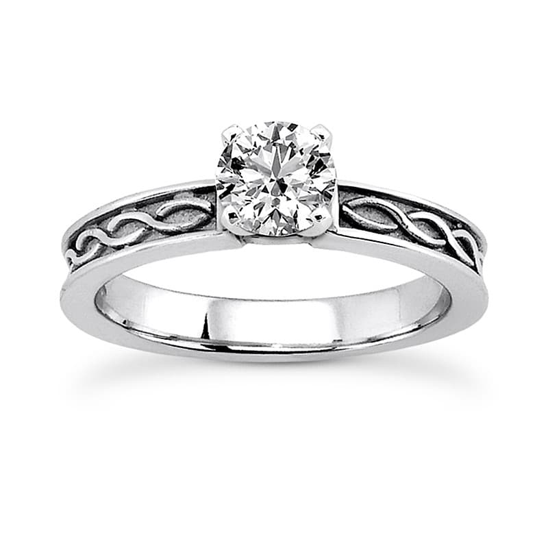 Ladies 14KT White Gold Platinum Solitaire Engagement Set ENS3615-A