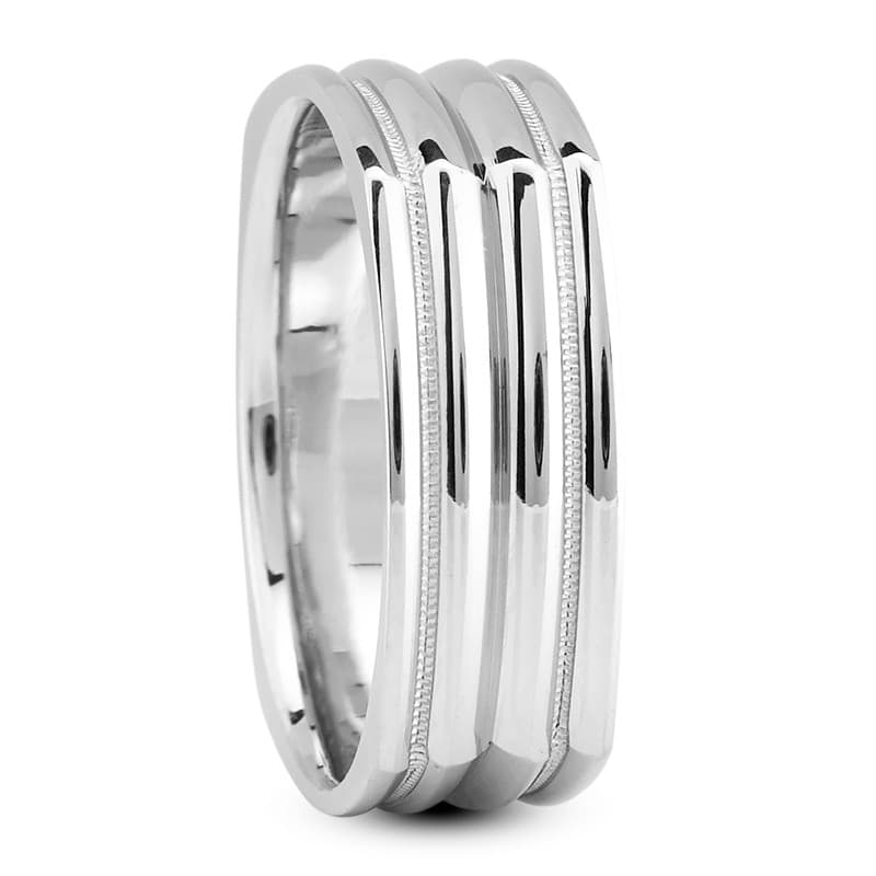 Mens 14KT White Gold Platinum Traditional Wedding Band MSQ786