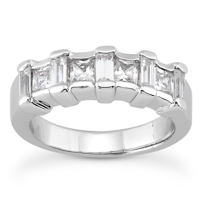 Ladies 14KT White Gold Platinum Diamond Wedding Band WB1378