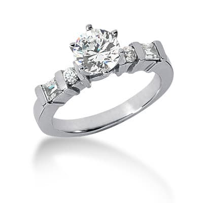 Ladies 14KT White Gold Platinum Tailored Engagement Set ENS529-A