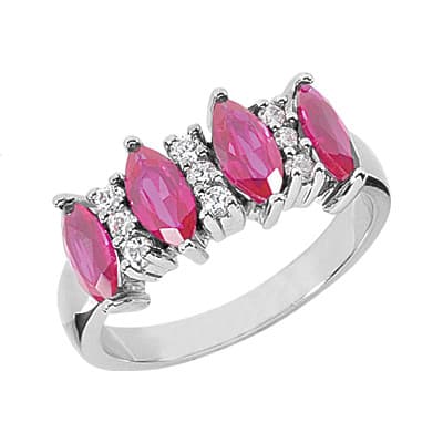 Ladies 14KT White Gold Platinum Color Stone Ring CSR1055