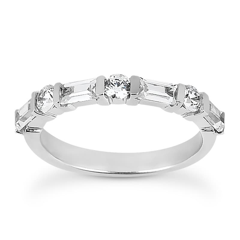 Ladies 14KT White Gold Platinum Diamond Wedding Band WB1494