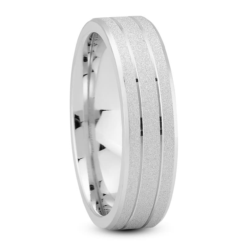 Mens 14KT White Gold Platinum Traditional Wedding Band M557