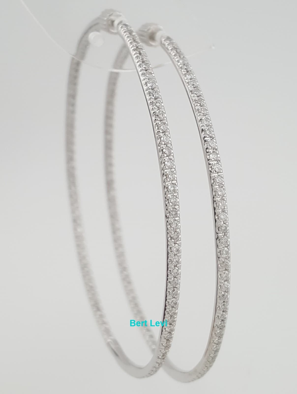 Inside Out Hoop Diamond Earrings 2 ct 14k White Gold 2.45" 14.7 Grams Rtl $6K
