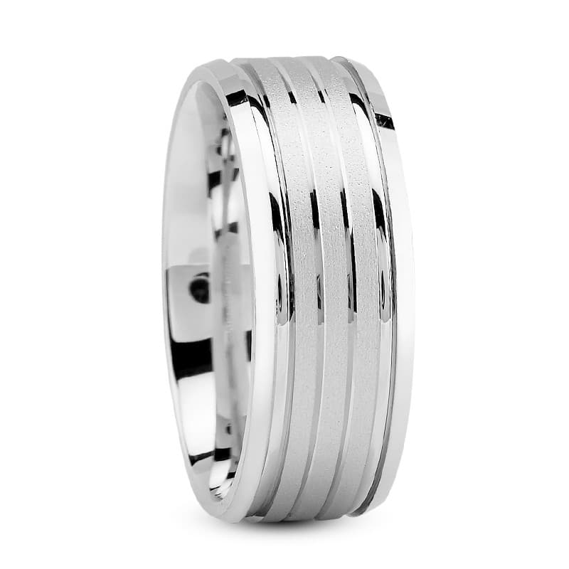 Mens 14KT White Gold Platinum Traditional Wedding Band M787