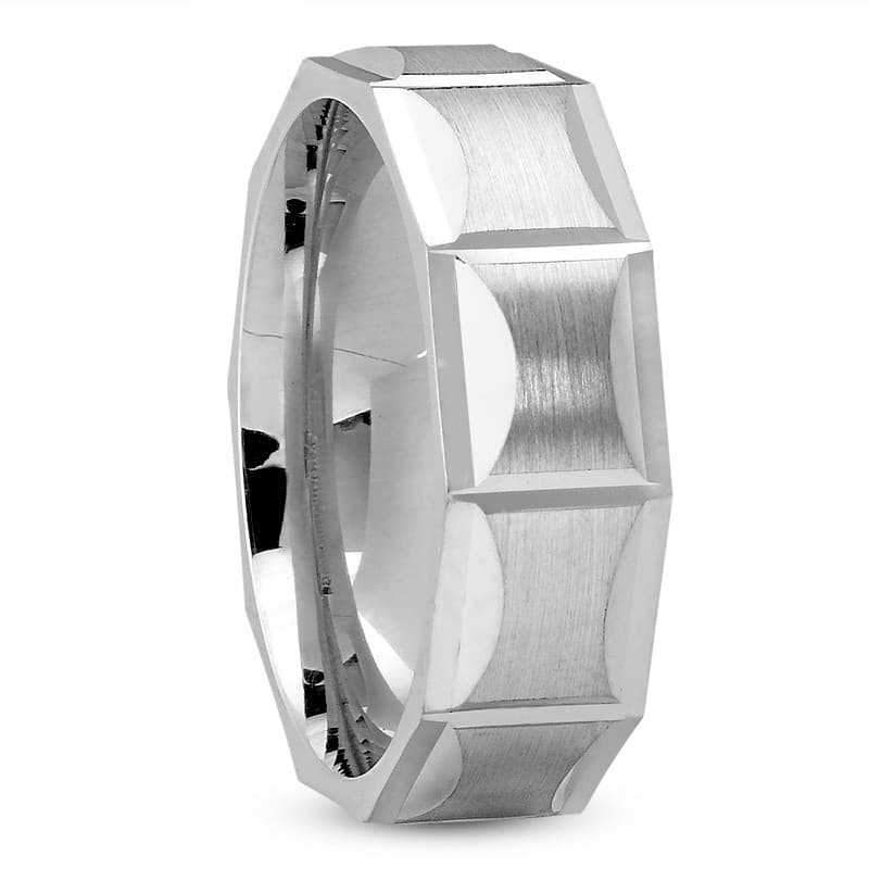 Mens 14KT White Gold Platinum Traditional Wedding Band M529