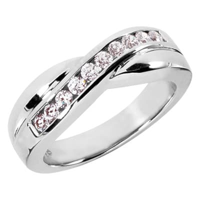 Ladies 14KT White Gold Platinum Round Diamond Wedding Band Set WBS200-G