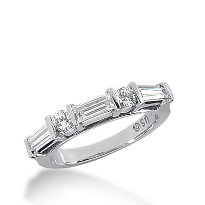 Ladies 14KT White Gold Platinum Diamond Wedding Band WB1445