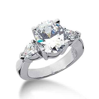 Ladies 14KT White Gold Platinum Three Stones Engagement Ring ENR3129
