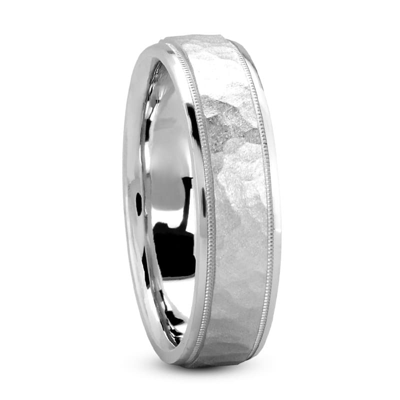 Mens 14KT White Gold Platinum Traditional Wedding Band M598