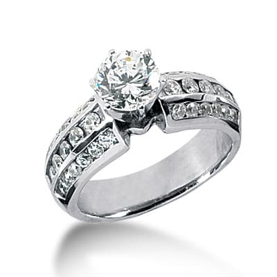 Ladies 14KT White Gold Platinum Fancy Engagement Ring ENR960