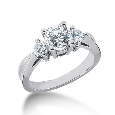 Ladies White Gold Platinum Round Diamond Three Stones Engagement Ring ENR2168