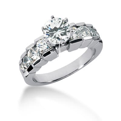 Ladies 14KT White Gold Platinum Fancy Engagement Set ENS708-A