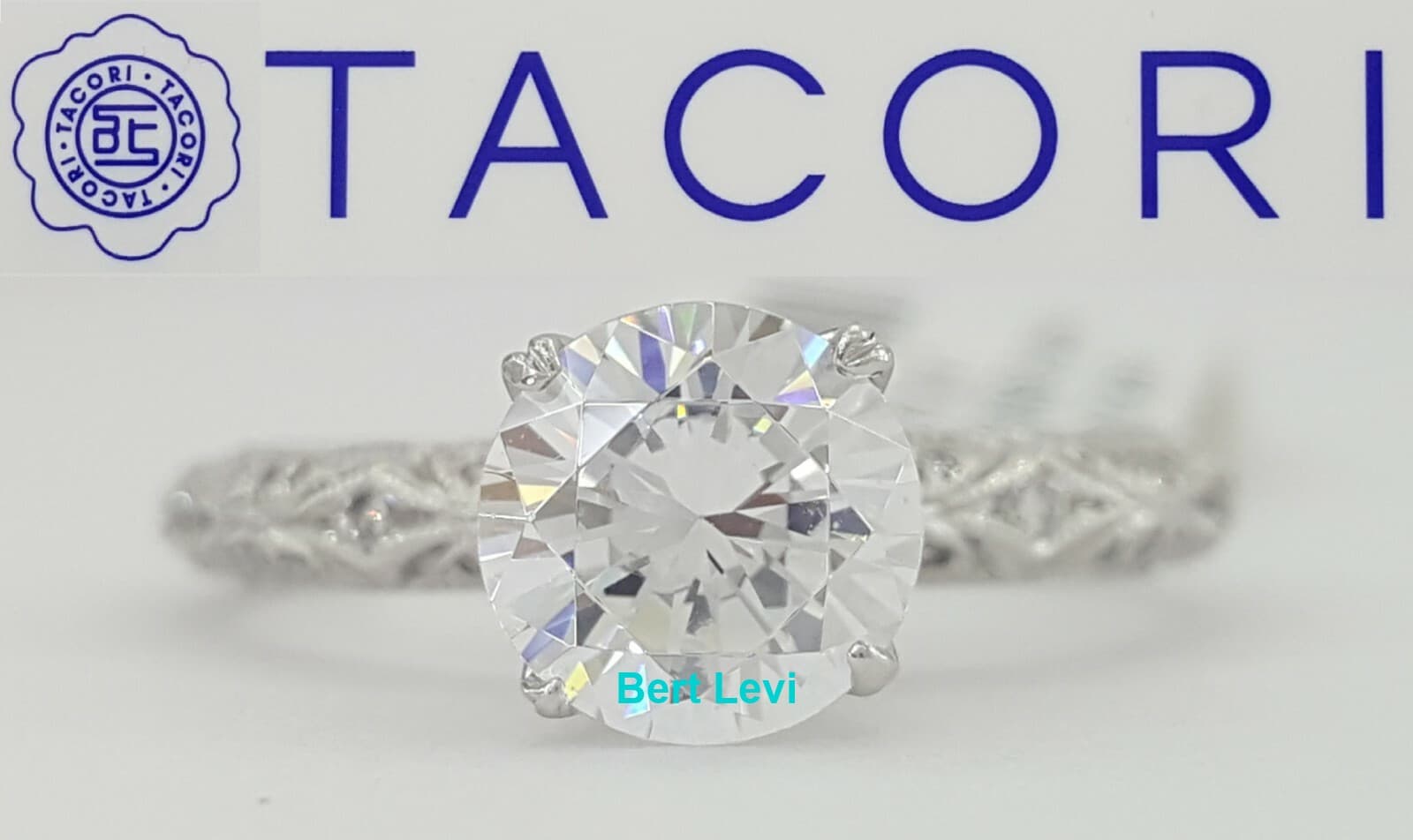0.35 ct TACORI HT2378 Engraved Platinum Semi-Mount Diamond Engagement Ring $4950