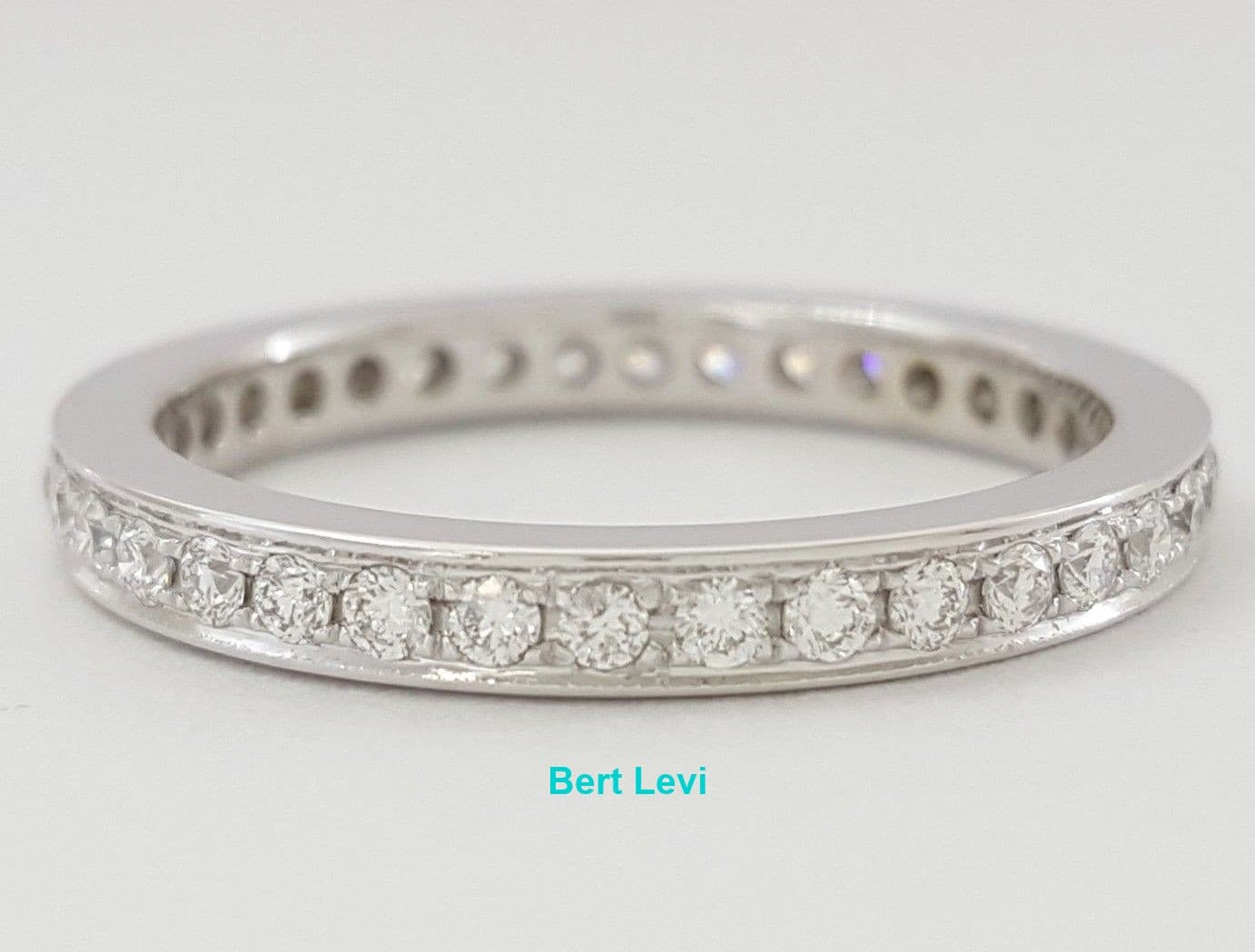 0.54 ct 18K White Gold Round Diamond Full Circle Eternity Wedding Band / Ring