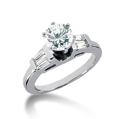 Ladies 14KT White Gold Platinum Fancy Engagement Ring ENR1027