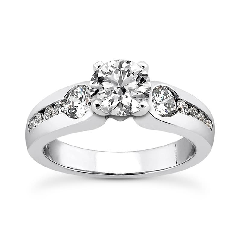 Ladies White Gold Platinum Round Diamond Three Stones Engagement Ring ENR6908