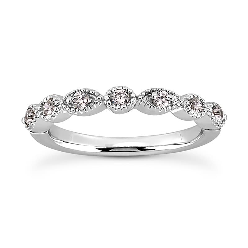 Ladies 14KT White Gold Platinum Diamond Wedding Band WB5073