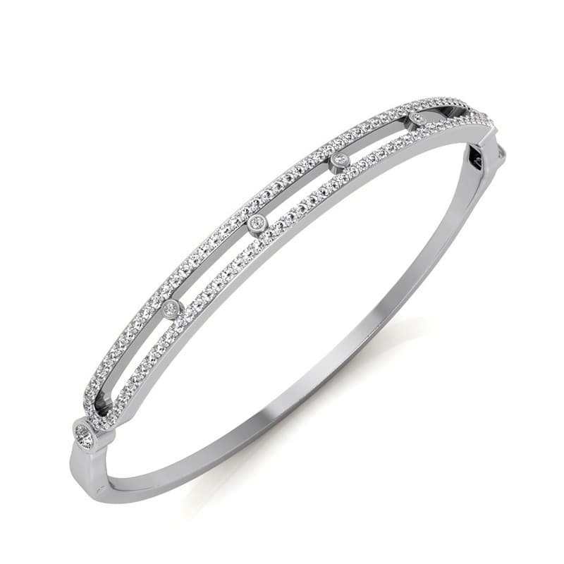 Ladies 14KT White Gold Platinum Bangle BGL219-7