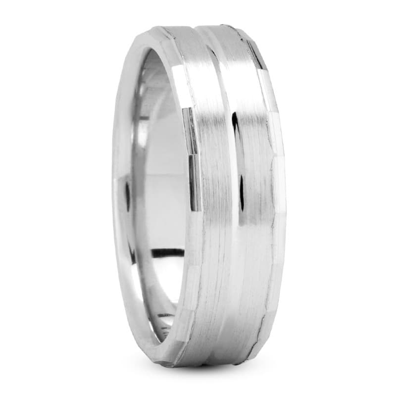 Mens 14KT White Gold Platinum Traditional Wedding Band M1160