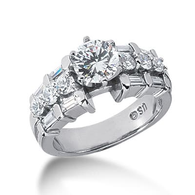Ladies 14KT White Gold Platinum Fancy Engagement Ring ENR2986