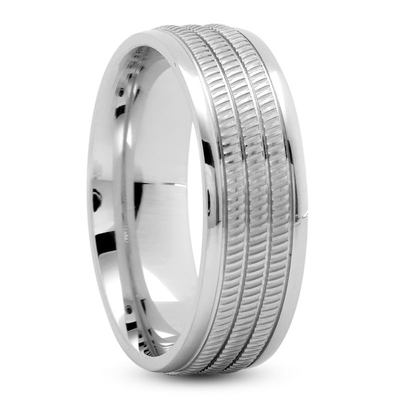 Mens 14KT White Gold Platinum Traditional Wedding Band M393