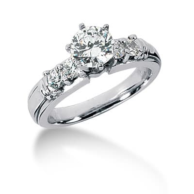 Ladies 14KT White Gold Platinum Fancy Engagement Set ENS698-A