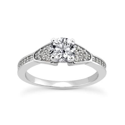Ladies 14KT White Gold Platinum Antique Engagement Set ENS3305-A
