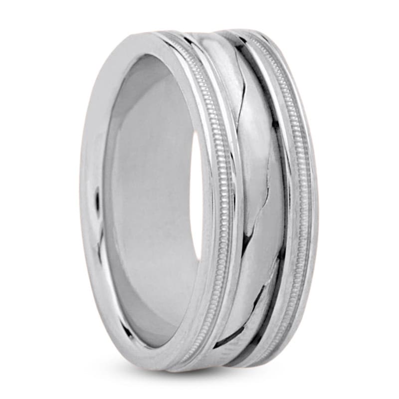 Mens 14KT White Gold Platinum Traditional Wedding Band M137