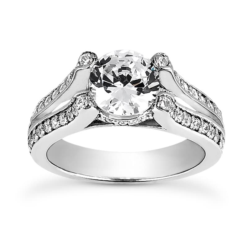 Ladies 14KT White Gold Platinum Fancy Engagement Ring ENR8021