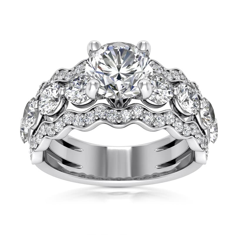 Ladies 14KT White Gold Platinum Fancy Engagement Set ENS2385-A