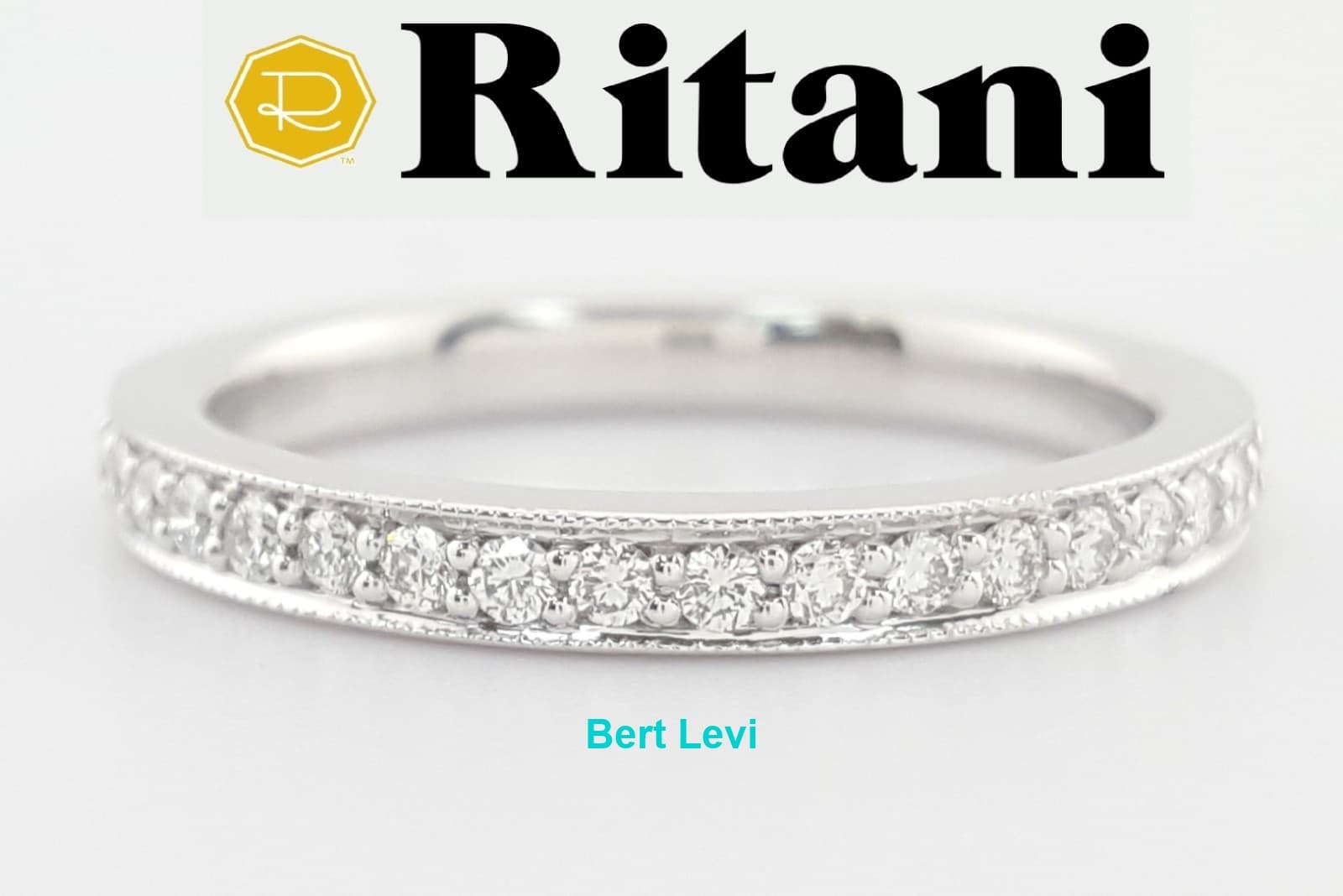 Ritani Round Diamond 21697 Wedding Band Ring 0.24 ct 18k White Gold Rtl $2,798