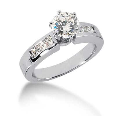 Ladies 14KT White Gold Platinum Fancy Engagement Set ENS540-A