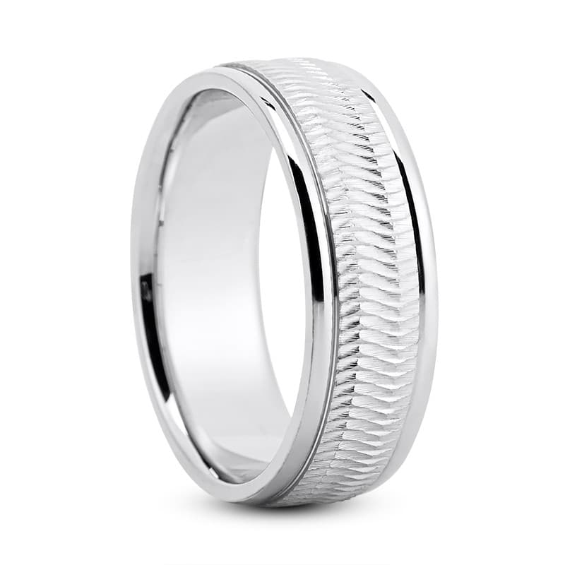 Mens 14KT White Gold Platinum Traditional Wedding Band M8053