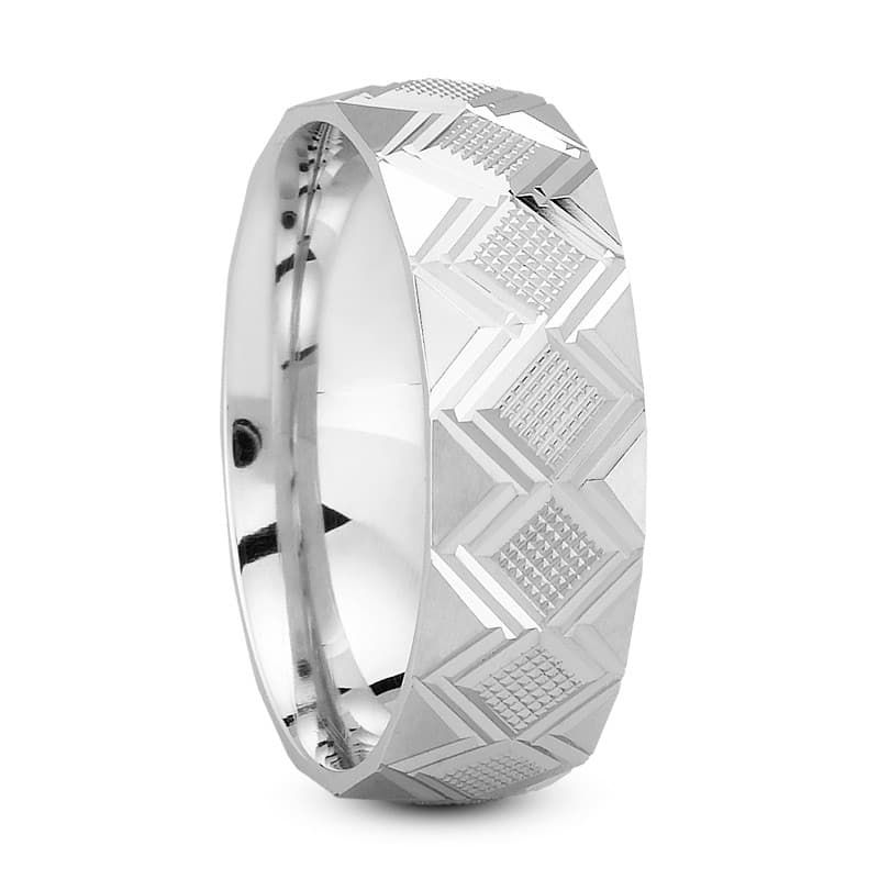 Mens 14KT White Gold Platinum Traditional Wedding Band M1169