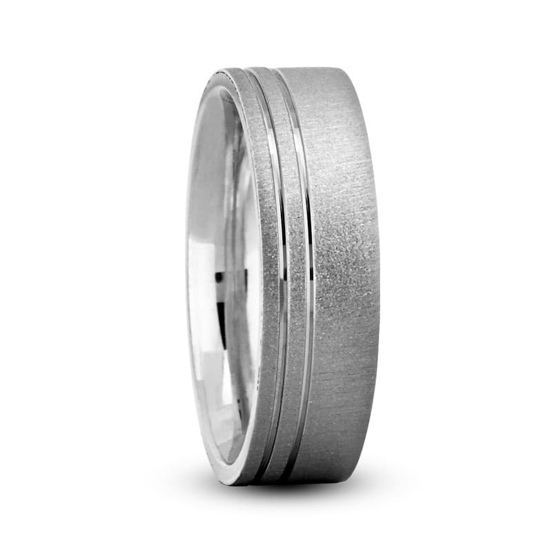 Mens 14KT White Gold Platinum Traditional Wedding Band M8013