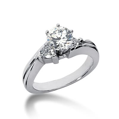 Ladies 14KT White Gold Platinum Three Stones Engagement Ring ENR1732