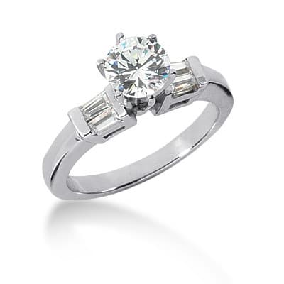 Ladies 14KT White Gold Platinum Tailored Engagement Set ENS642-A