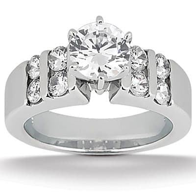 Ladies 14KT White Gold Platinum Fancy Engagement Set ENS1057-A