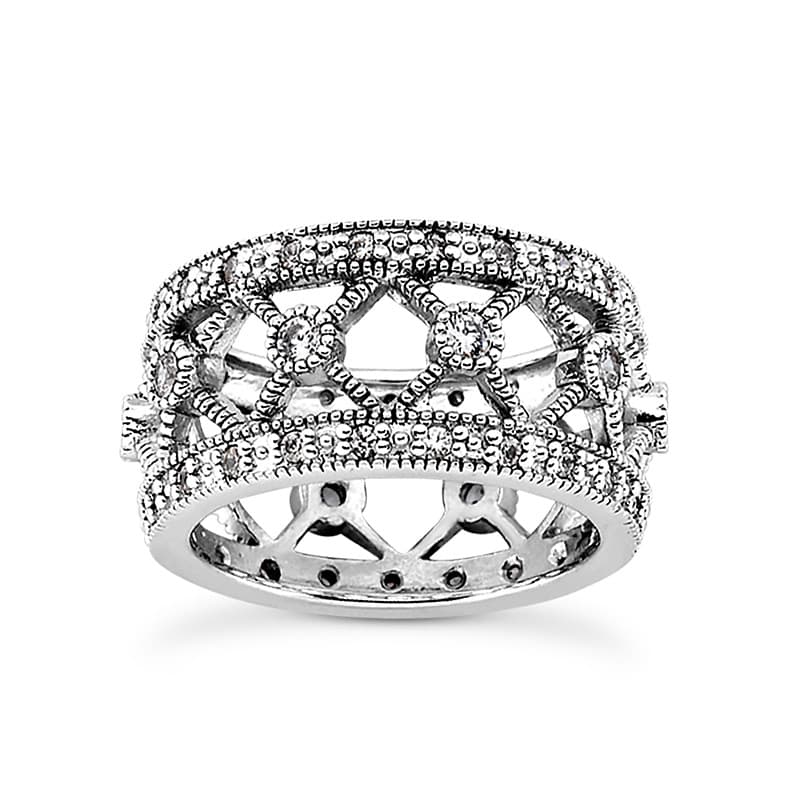 Ladies 14KT White Gold Platinum Eternity Wedding Band EWB392-4