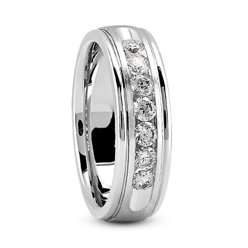 Mens 14KT White Gold Platinum Traditional Wedding Band MC104-6-RD