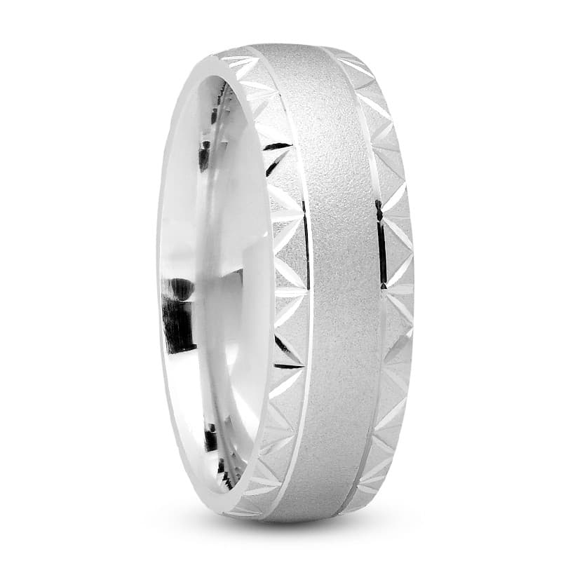 Mens 14KT White Gold Platinum Traditional Wedding Band M521