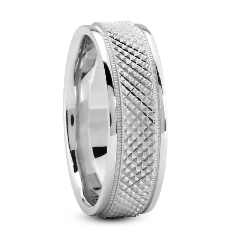 Mens 14KT White Gold Platinum Traditional Wedding Band M361