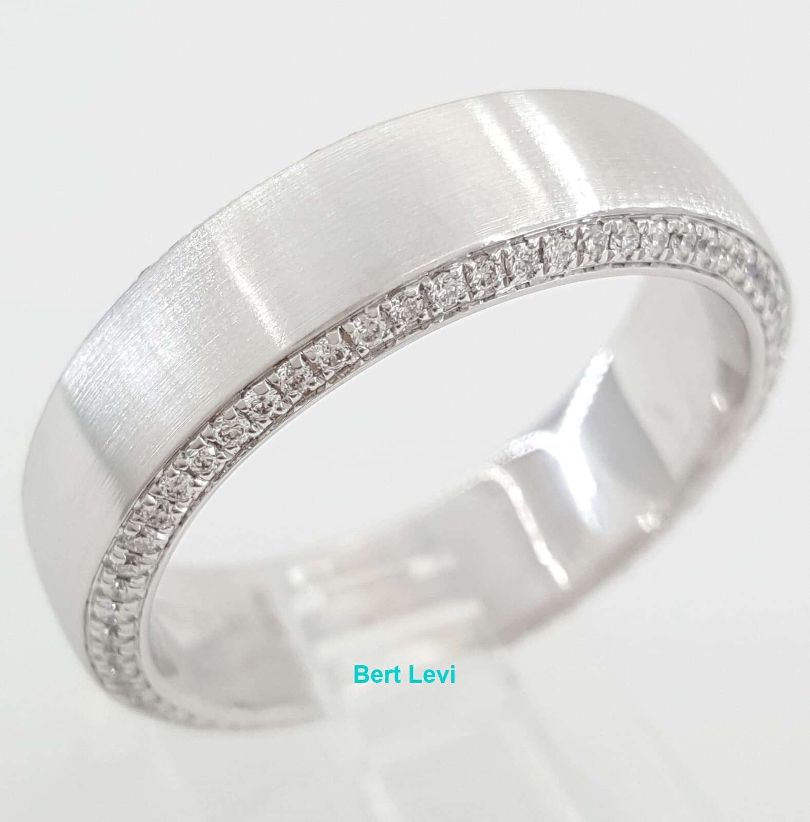 Simon G. Diamond Men's Wedding Band Ring 14k White Gold 0.52 ct 6.5 mm Rt $3,520