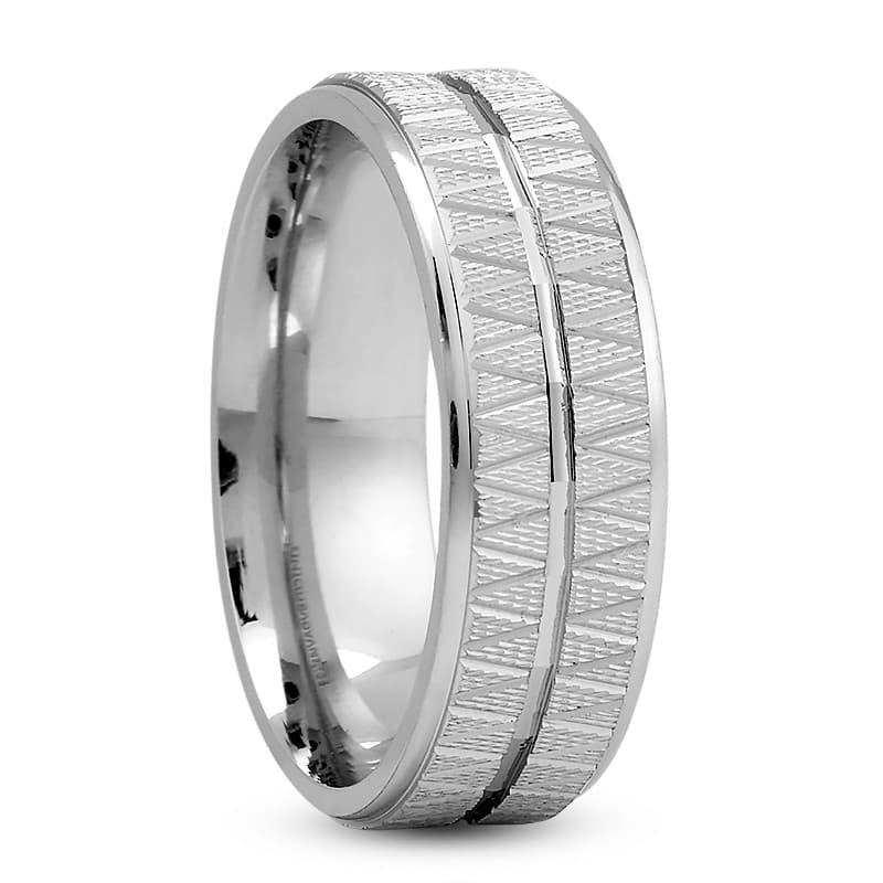 Mens 14KT White Gold Platinum Traditional Wedding Band M153