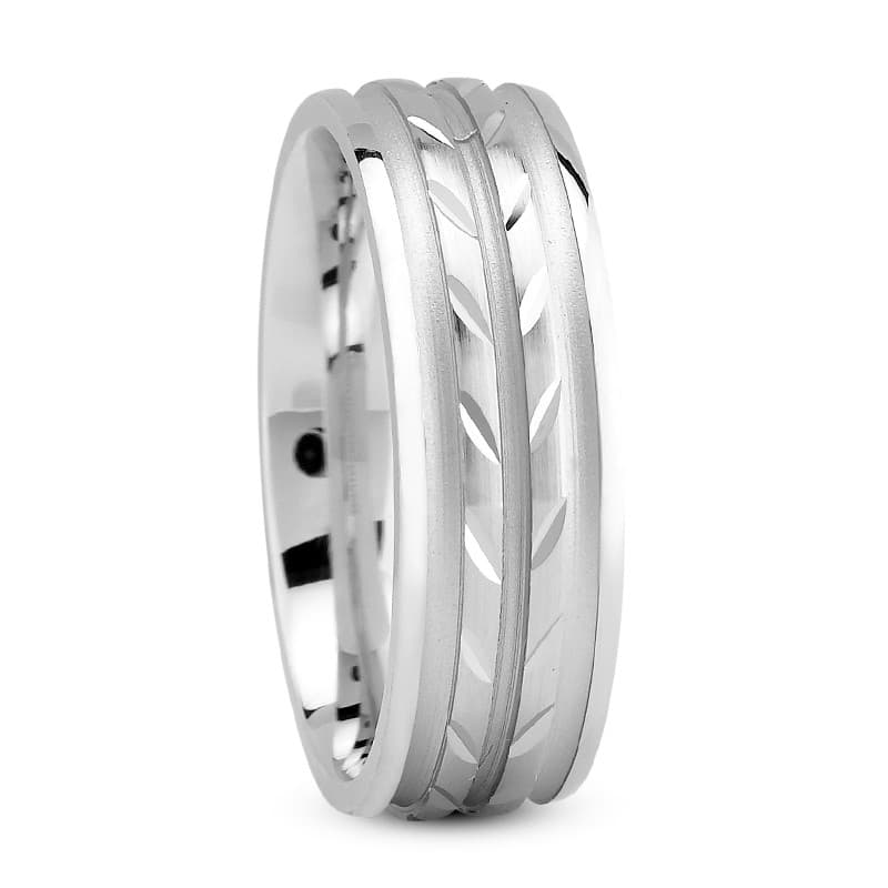 Mens 14KT White Gold Platinum Traditional Wedding Band M715