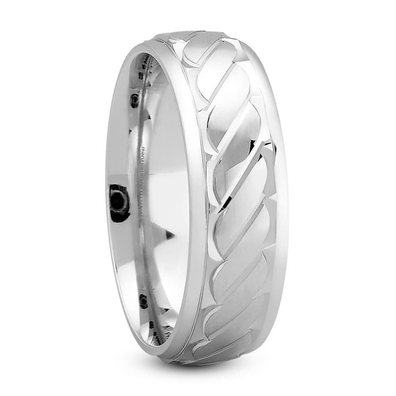 Mens 14KT White Gold Platinum Traditional Wedding Band M1096